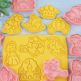 8Pcs 3D Biscuit Cutters Cartoon Dinosaur Fruit Vegetable Birthday Biscuit Mould Baking Mould Hand Press Biscuit Stamp