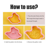 8Pcs 3D Biscuit Cutters Cartoon Dinosaur Fruit Vegetable Birthday Biscuit Mould Baking Mould Hand Press Biscuit Stamp - 45-Degree Angle