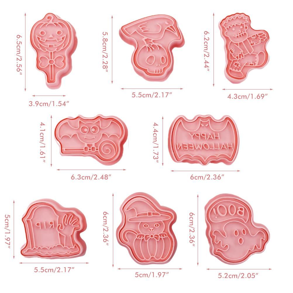 8Pcs 3D Biscuit Cutters Halloween Thanksgiving Biscuit Mould Baking Mould Hand Press Biscuit Stamp
