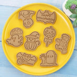 8Pcs 3D Biscuit Cutters Halloween Thanksgiving Biscuit Mould Baking Mould Hand Press Biscuit Stamp