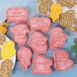 8Pcs 3D Biscuit Cutters Halloween Thanksgiving Biscuit Mould Baking Mould Hand Press Biscuit Stamp - 45-Degree Angle
