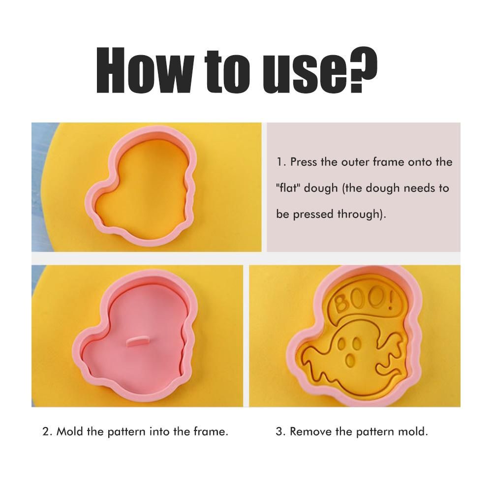 8Pcs 3D Biscuit Cutters Halloween Thanksgiving Biscuit Mould Baking Mould Hand Press Biscuit Stamp