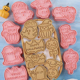 8Pcs 3D Biscuit Cutters Halloween Thanksgiving Biscuit Mould Baking Mould Hand Press Biscuit Stamp