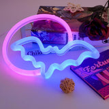 Halloween Neon Signs Moon and Bat LED Neon Lights USB Battery Powered Neon Light Sign for Wall Decor Room Bar Party Kids Gift - Extra Image