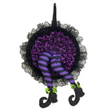 Halloween Wreath Witch Legs Wreath Front Door Ornaments Decorations Holiday Party Decor