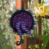 Halloween Wreath Witch Legs Wreath Front Door Ornaments Decorations Holiday Party Decor