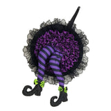 Halloween Wreath Witch Legs Wreath Front Door Ornaments Decorations Holiday Party Decor - Rear View