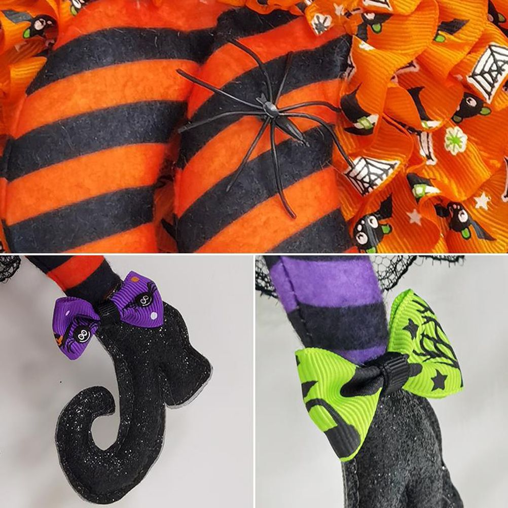 Halloween Wreath Witch Legs Wreath Front Door Ornaments Decorations Holiday Party Decor