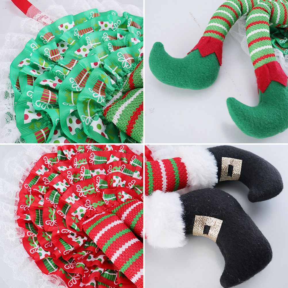 Christmas Wreath Hanging Elf Legs Wreath Front Door Ornaments Christmas Tree Hanging Decorations Holiday Party Decor