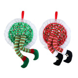 Christmas Wreath Hanging Elf Legs Wreath Front Door Ornaments Christmas Tree Hanging Decorations Holiday Party Decor - Low Angle