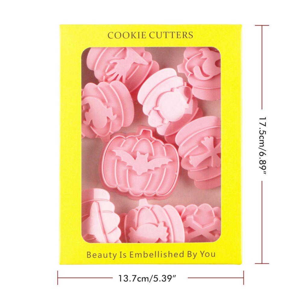 9Pcs 3D Cutters Halloween Pumpkin Biscuit Mould Fondant Baking Tool Baking Molds DIY Hand Press Biscuit Stamp