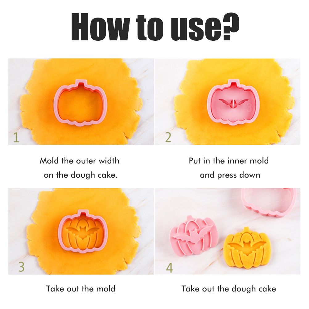 9Pcs 3D Cutters Halloween Pumpkin Biscuit Mould Fondant Baking Tool Baking Molds DIY Hand Press Biscuit Stamp