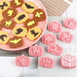 9Pcs 3D Cutters Halloween Pumpkin Biscuit Mould Fondant Baking Tool Baking Molds DIY Hand Press Biscuit Stamp - 45-Degree Angle