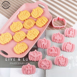 9Pcs 3D Cutters Halloween Pumpkin Biscuit Mould Fondant Baking Tool Baking Molds DIY Hand Press Biscuit Stamp