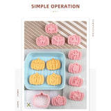 9Pcs 3D Cutters Halloween Pumpkin Biscuit Mould Fondant Baking Tool Baking Molds DIY Hand Press Biscuit Stamp - Extra Image