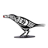 Metal Crow Figurine Crow with Berry Statue Desktop Decor Home Ornament Bird Silhouette Art