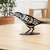 Metal Crow Figurine Crow with Berry Statue Desktop Decor Home Ornament Bird Silhouette Art - Side View