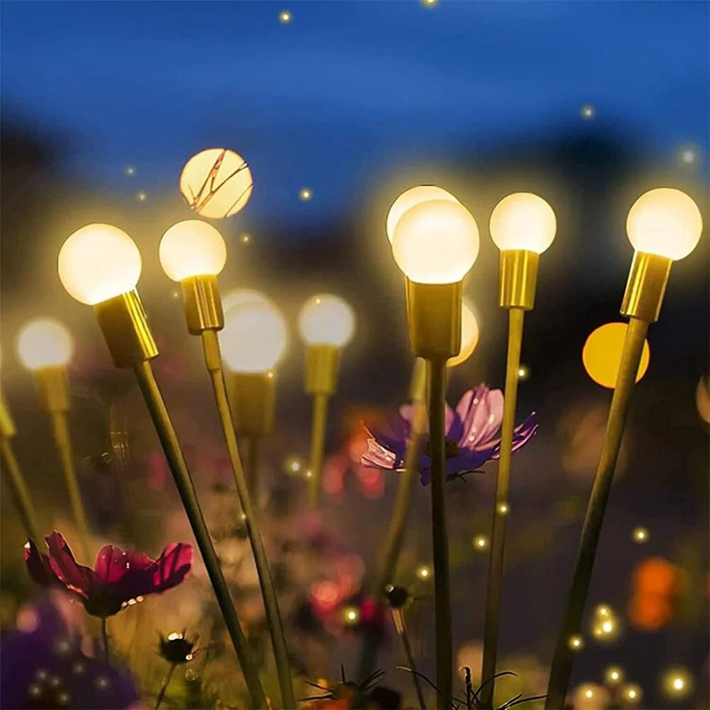 2 Pack Solar Powered LED Pendant Lights Firefly Lights Outdoor Solar Yard Lights Stake Lamp for Patio Pathway Lawn Yard