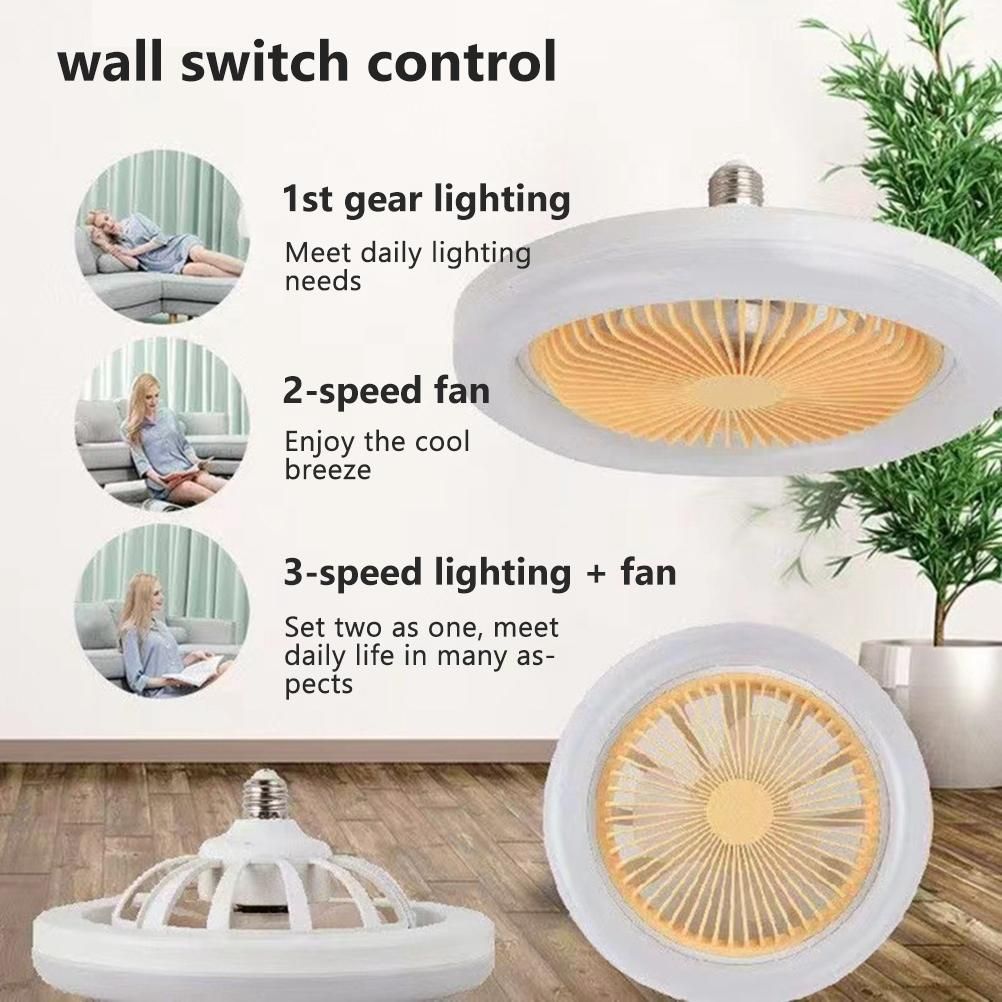 Ceiling Fans with Lighting 30W Dimmable Fan Lamp Modern Smart E27 Lamp Head Fan Light for Home Bedroom Living Room