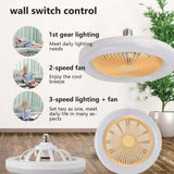 Ceiling Fans with Lighting 30W Dimmable Fan Lamp Modern Smart E27 Lamp Head Fan Light for Home Bedroom Living Room