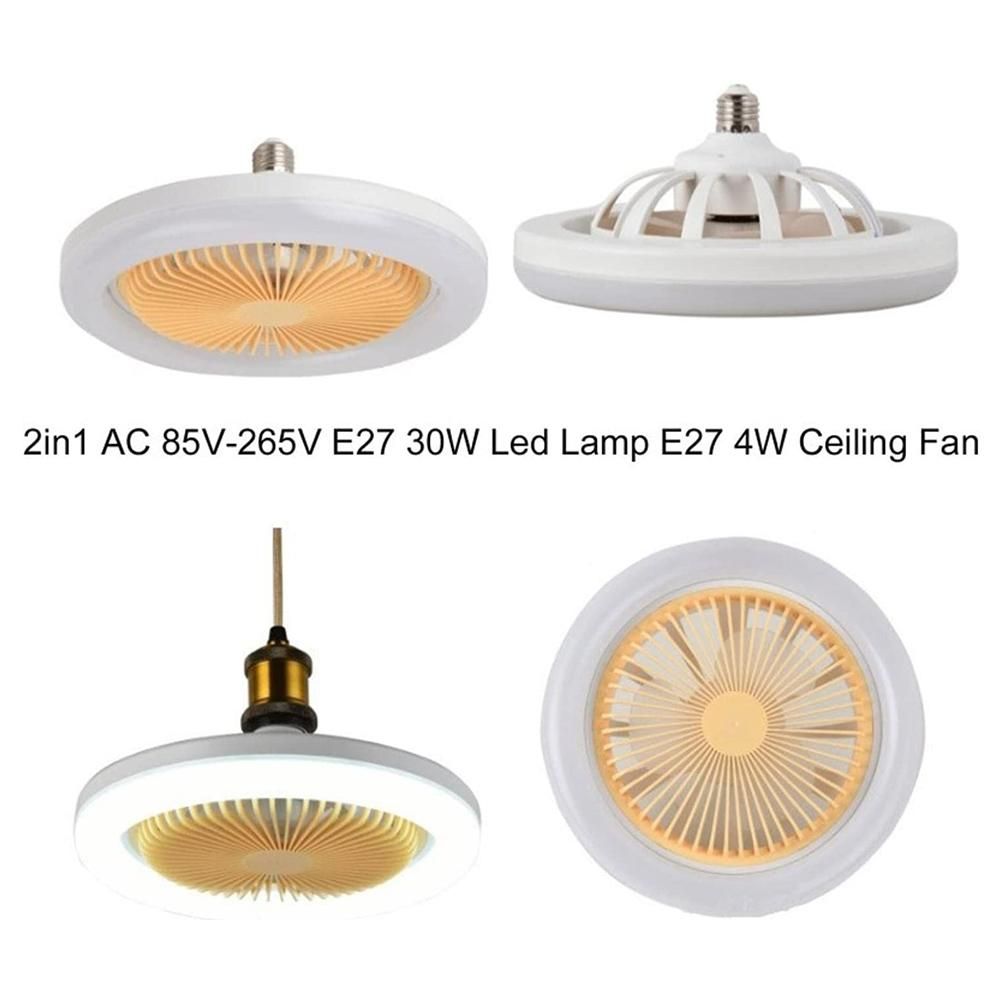 Ceiling Fans with Lighting 30W Dimmable Fan Lamp Modern Smart E27 Lamp Head Fan Light for Home Bedroom Living Room