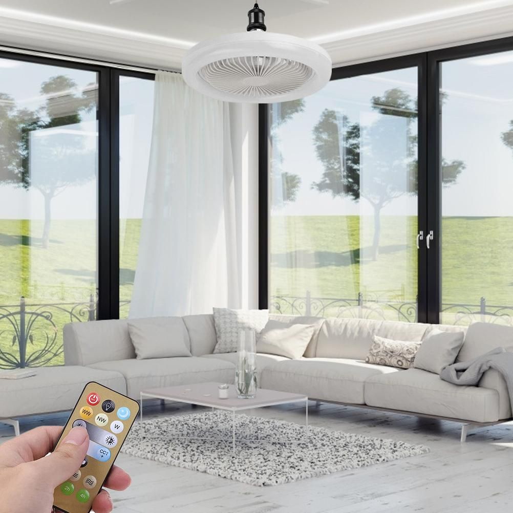 Ceiling Fans with Lighting 30W Dimmable Fan Lamp Modern Smart E27 Lamp Head Fan Light for Home Bedroom Living Room