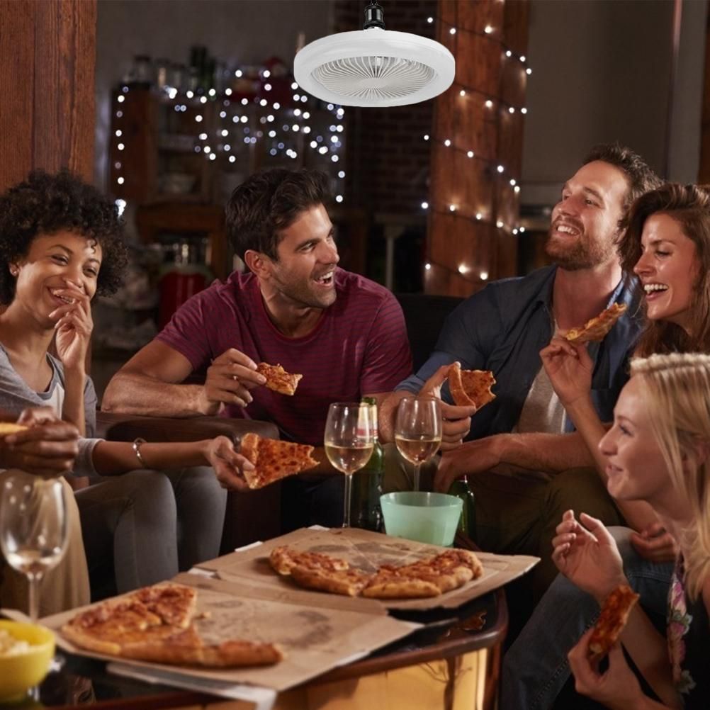 Ceiling Fans with Lighting 30W Dimmable Fan Lamp Modern Smart E27 Lamp Head Fan Light for Home Bedroom Living Room