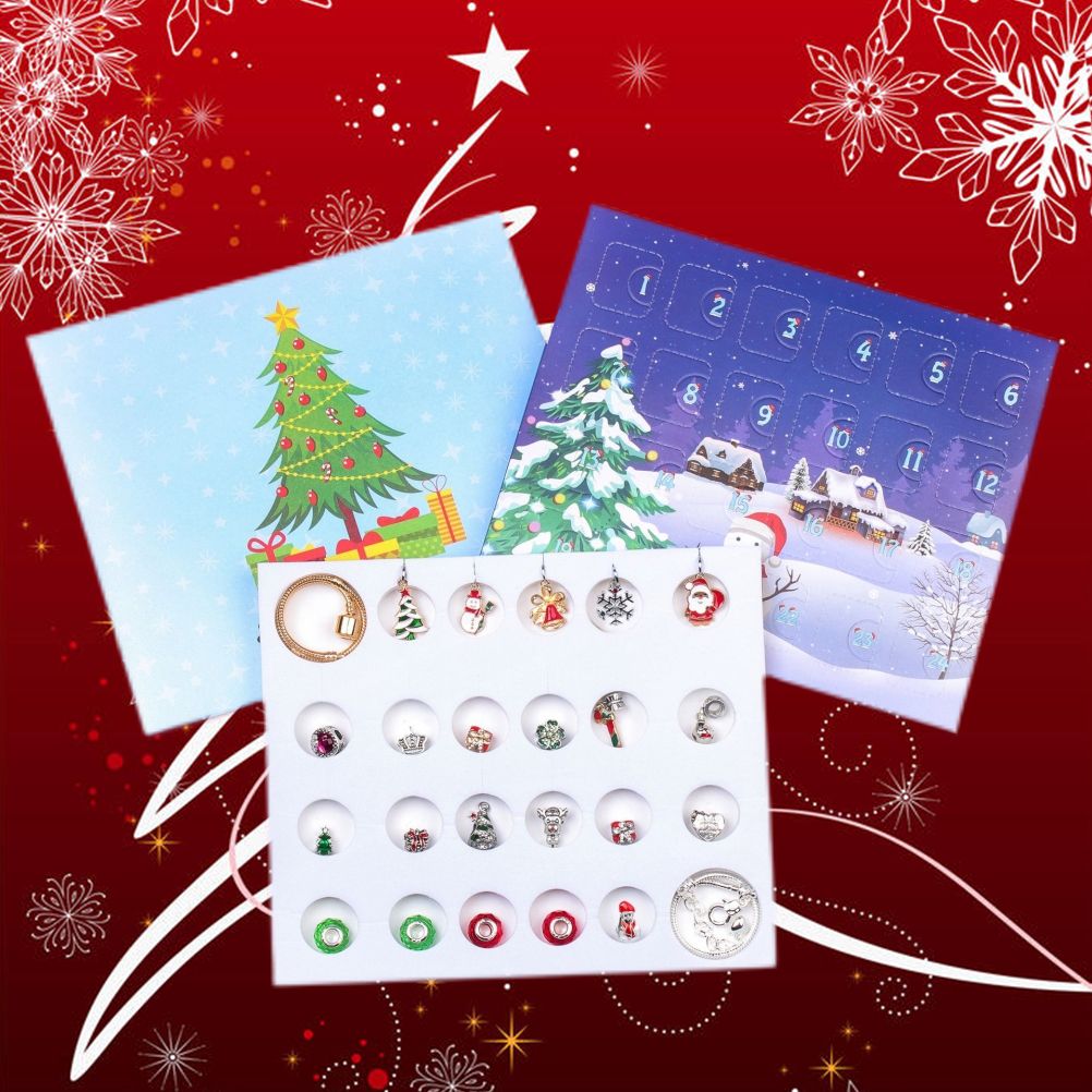Christmas Advent Calendar DIY Charm Bracelet Making Kit for Kids 24 Days Christmas Countdown Calendar Jewelry Gifts for Girls