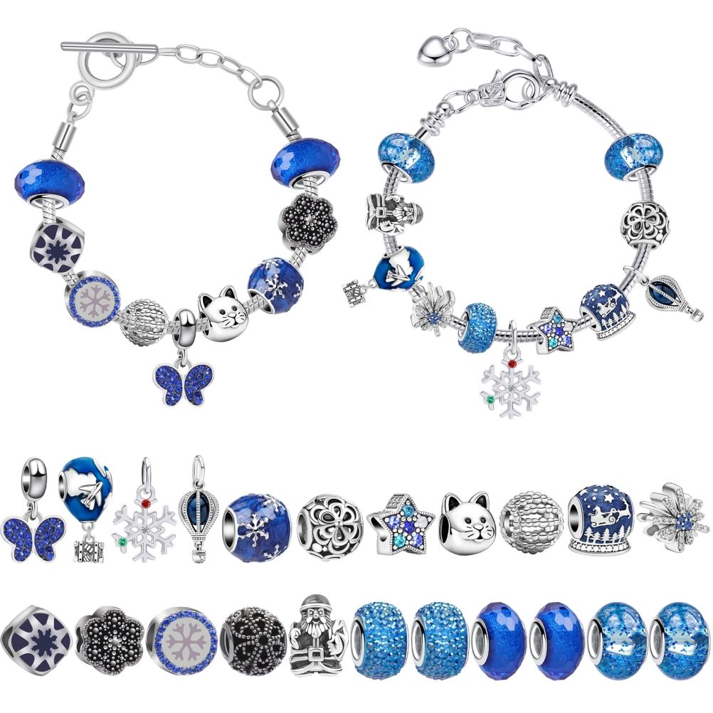 Christmas Advent Calendar DIY Charm Bracelet Making Kit for Kids 24 Days Christmas Countdown Calendar Jewelry Gifts for Girls
