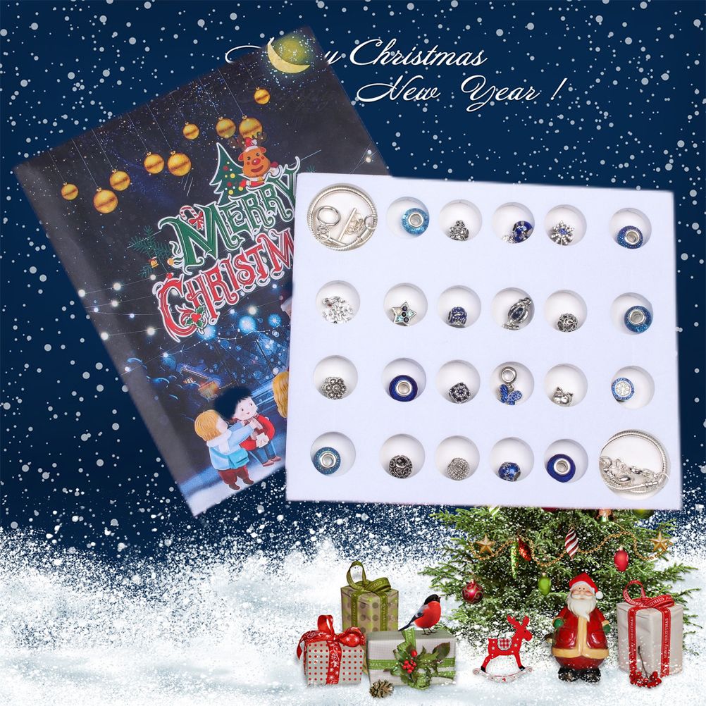 Christmas Advent Calendar DIY Charm Bracelet Making Kit for Kids 24 Days Christmas Countdown Calendar Jewelry Gifts for Girls