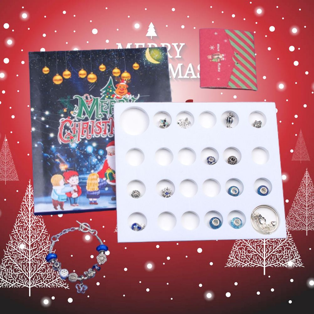 Christmas Advent Calendar DIY Charm Bracelet Making Kit for Kids 24 Days Christmas Countdown Calendar Jewelry Gifts for Girls