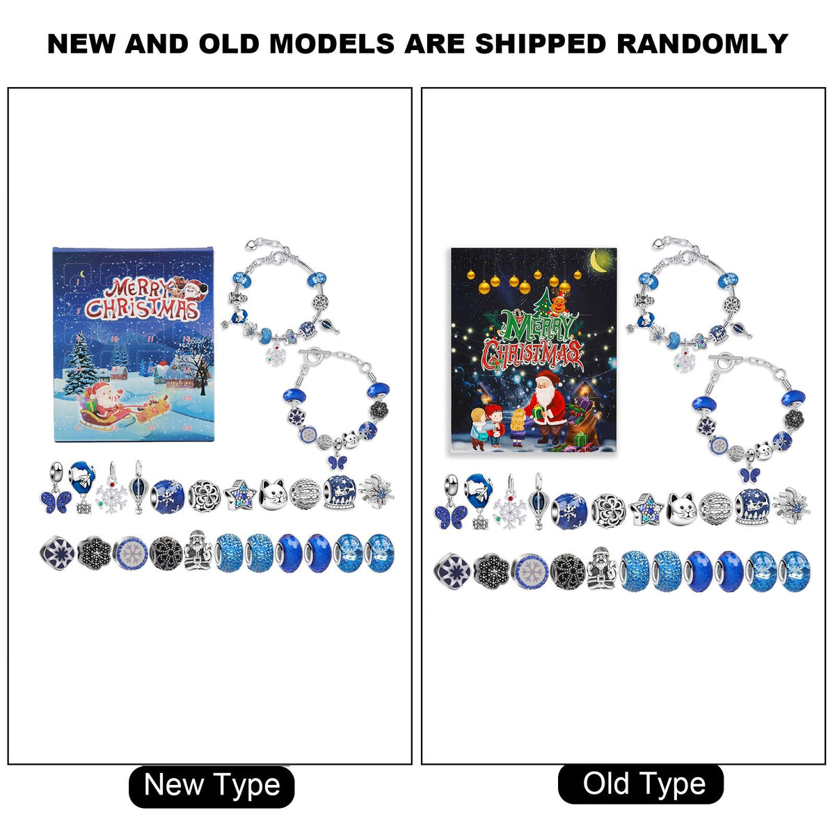 Christmas Advent Calendar DIY Charm Bracelet Making Kit for Kids 24 Days Christmas Countdown Calendar Jewelry Gifts for Girls
