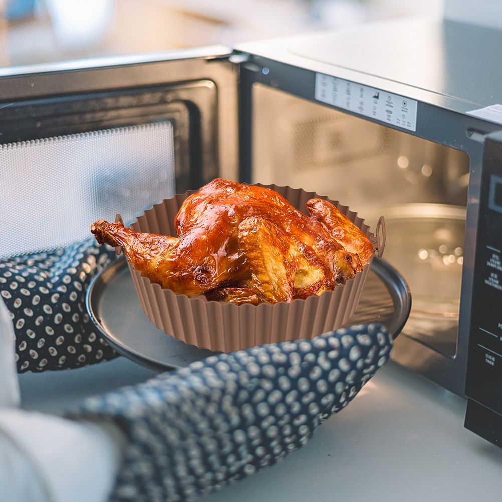 Air Fryer Silicone Pots Reusable Silicone Air Fryer Liner Basket High Temperature Resistance Food Grade Silicone Liner