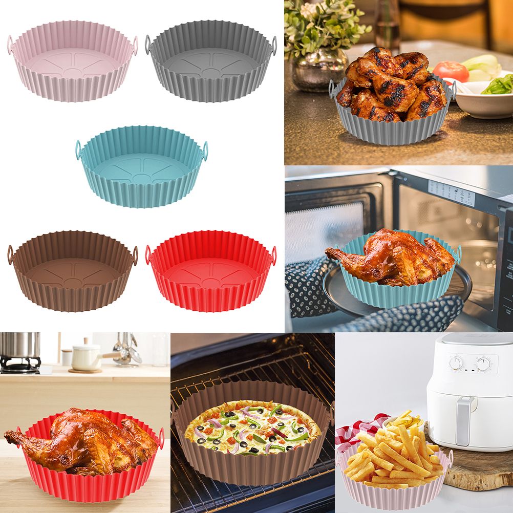 Air Fryer Silicone Pots Reusable Silicone Air Fryer Liner Basket High Temperature Resistance Food Grade Silicone Liner