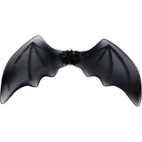 4Pcs Girls Halloween Cosplay Costume Dress Up Dress Black Mesh Skirt with Headband Bat Wing Wand Halloween Party Cosplay Props - Front View