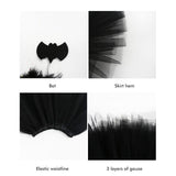 4Pcs Girls Halloween Cosplay Costume Dress Up Dress Black Mesh Skirt with Headband Bat Wing Wand Halloween Party Cosplay Props - Rear View