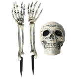 Halloween Glowing Skeleton Head Hands Arms Stakes Luminous Outdoor Decor for Lawn Garden Yard Haunted House Props
