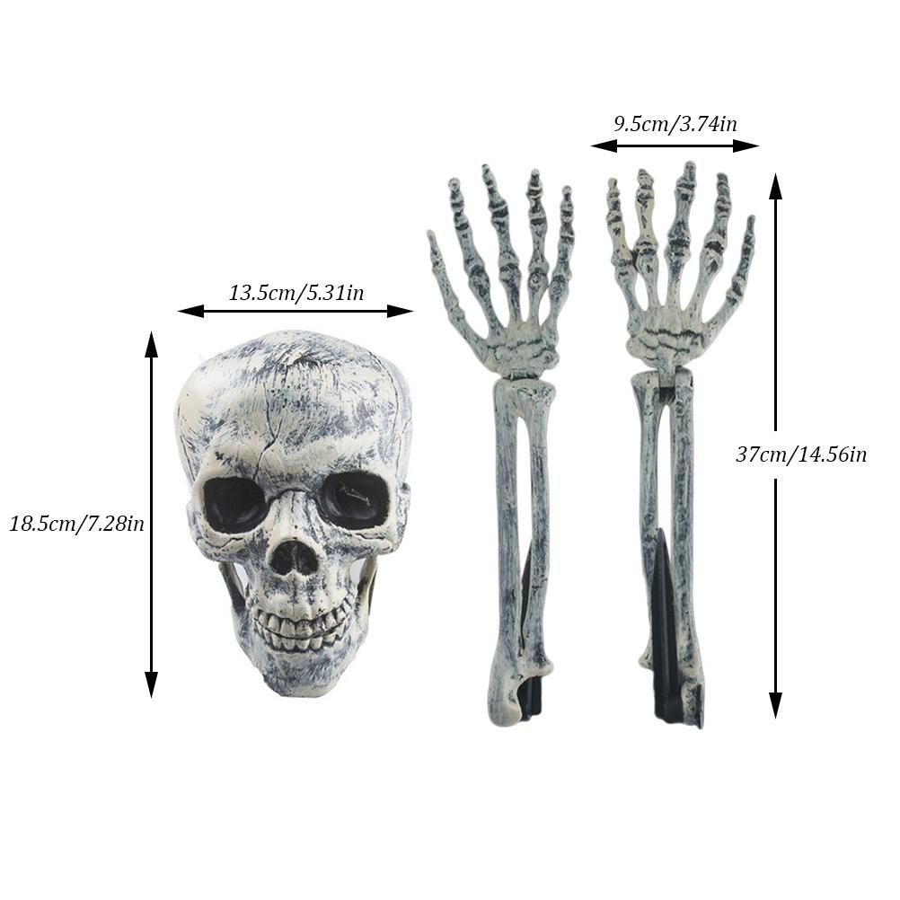 Halloween Glowing Skeleton Head Hands Arms Stakes Luminous Outdoor Decor for Lawn Garden Yard Haunted House Props