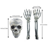 Halloween Glowing Skeleton Head Hands Arms Stakes Luminous Outdoor Decor for Lawn Garden Yard Haunted House Props