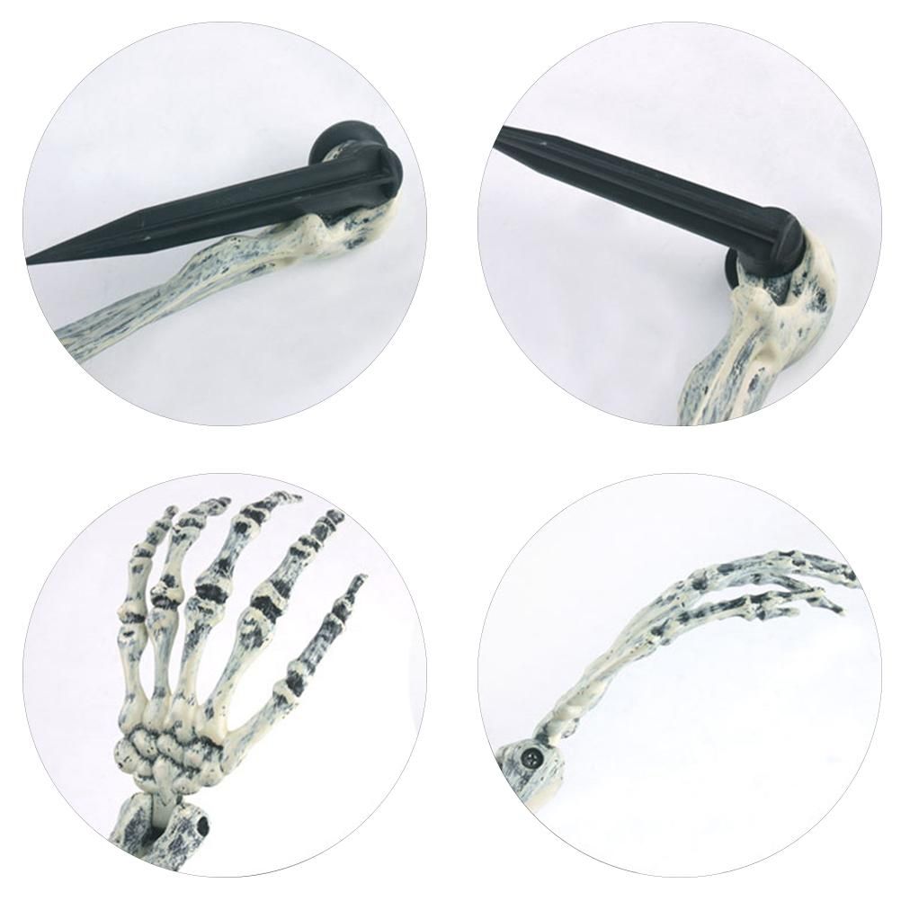 Halloween Glowing Skeleton Head Hands Arms Stakes Luminous Outdoor Decor for Lawn Garden Yard Haunted House Props