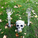 Halloween Glowing Skeleton Head Hands Arms Stakes Luminous Outdoor Decor for Lawn Garden Yard Haunted House Props