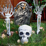 Halloween Glowing Skeleton Head Hands Arms Stakes Luminous Outdoor Decor for Lawn Garden Yard Haunted House Props