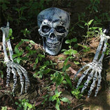 Halloween Glowing Skeleton Head Hands Arms Stakes Luminous Outdoor Decor for Lawn Garden Yard Haunted House Props