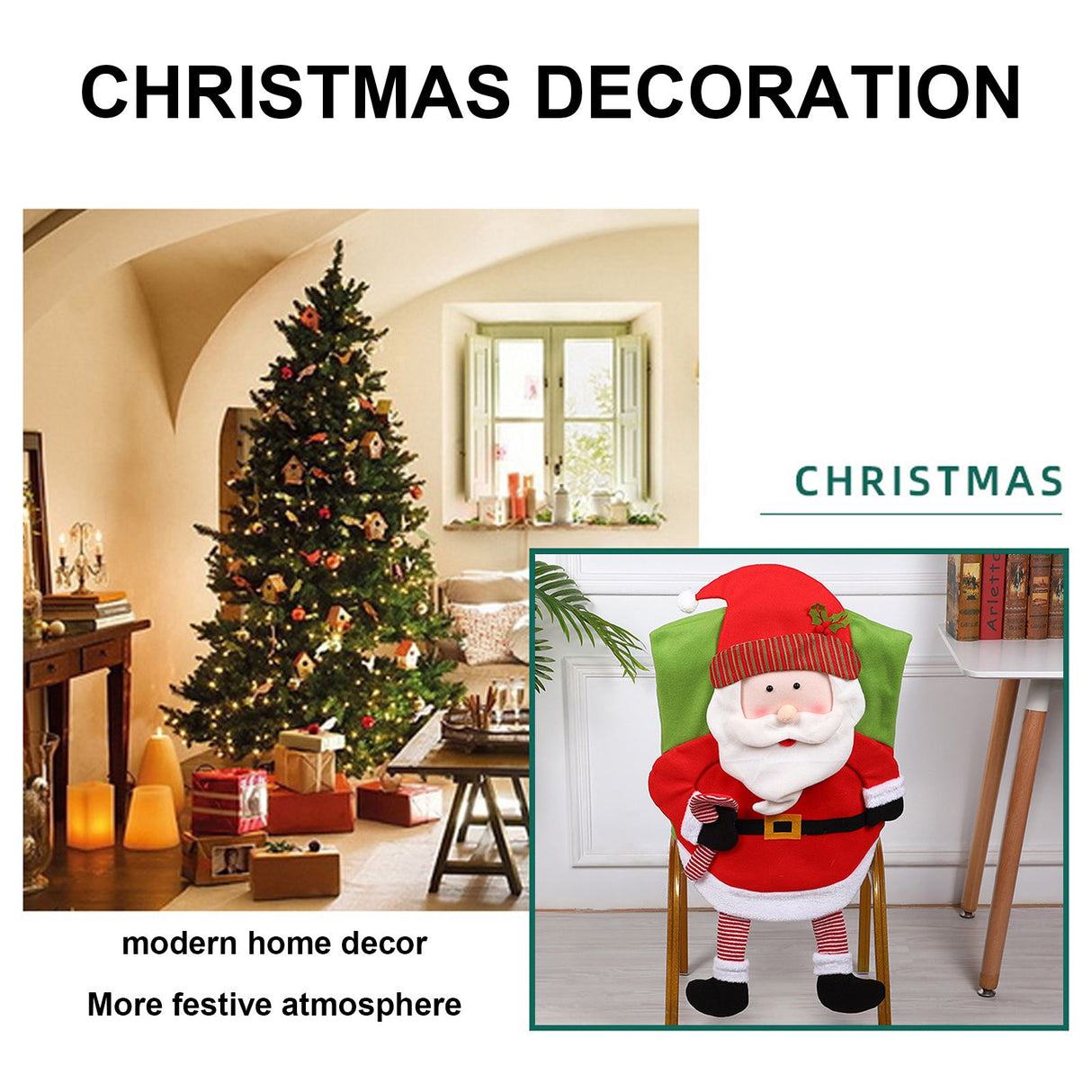 Christmas Decoration Chair Festival Cover Chair Cover Ornament Dinner Decor