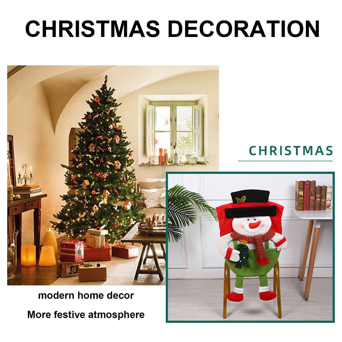 Christmas Decoration Chair Festival Cover Chair Cover Ornament Dinner Decor