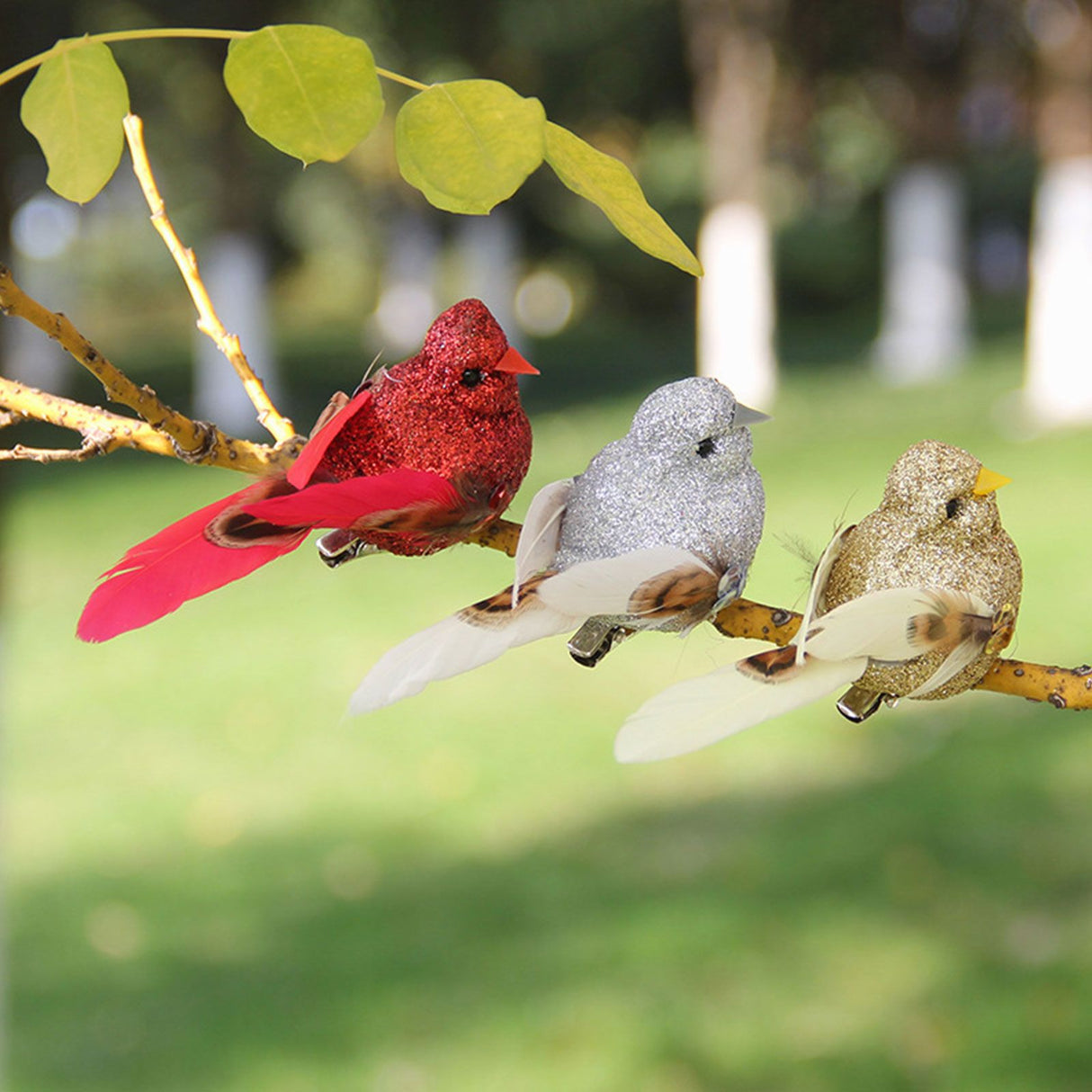 Imitation Feather Bird Multipurpose Fade Resistant Fake Feather Bird Ornament for Flowers Handicrafts Fairy Garden