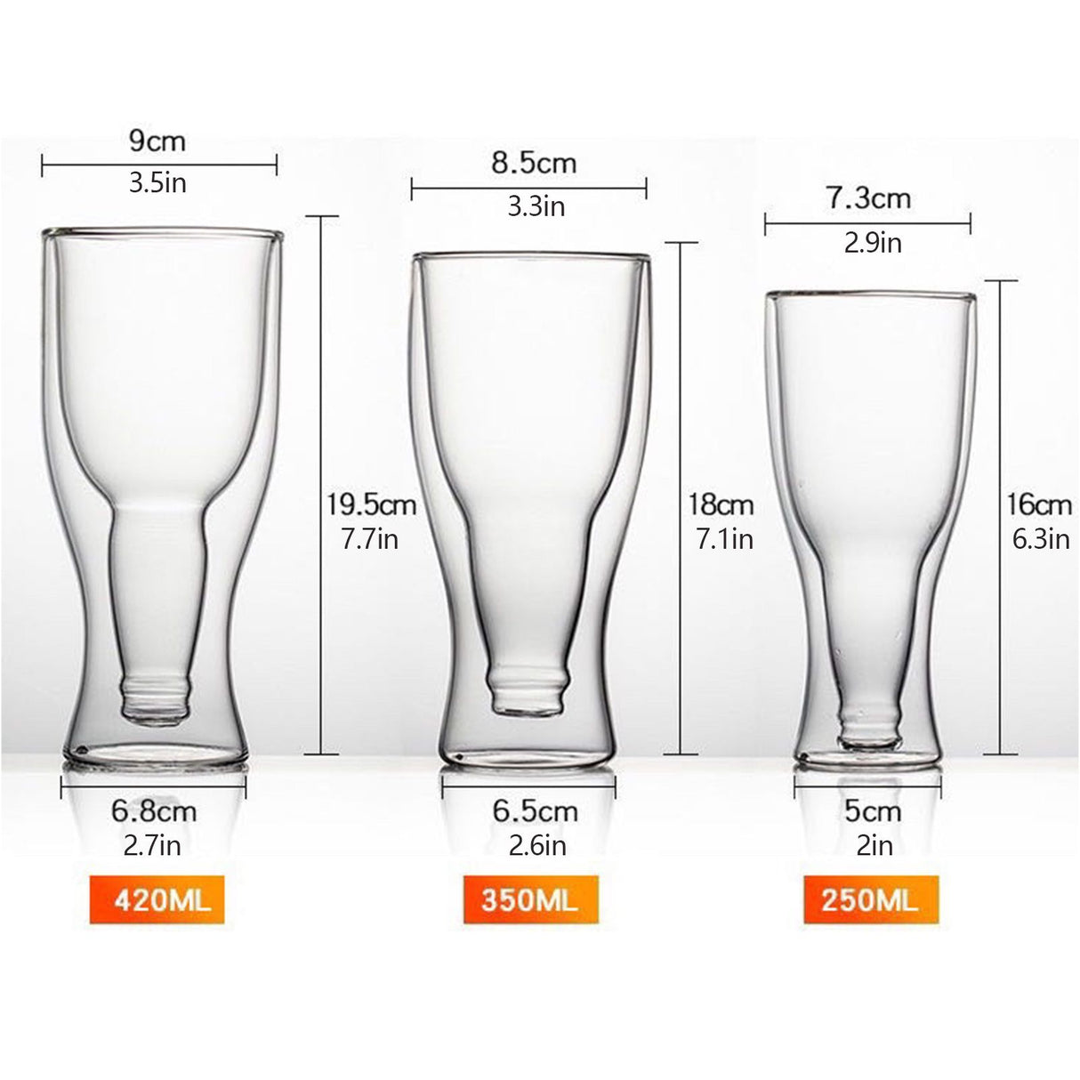 Beer Glass Double Wall Keep Beer Cold Beautiful Unique Insulated Beer Glasses for Home Bar
