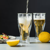 Beer Glass Double Wall Keep Beer Cold Beautiful Unique Insulated Beer Glasses for Home Bar - Top-Down View