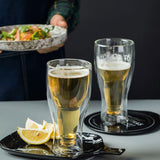 Beer Glass Double Wall Keep Beer Cold Beautiful Unique Insulated Beer Glasses for Home Bar