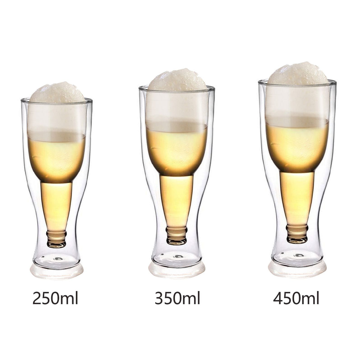 Beer Glass Double Wall Keep Beer Cold Beautiful Unique Insulated Beer Glasses for Home Bar